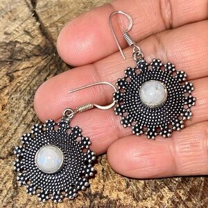 Rainbow Moonstone Earrings 1 1/2”
